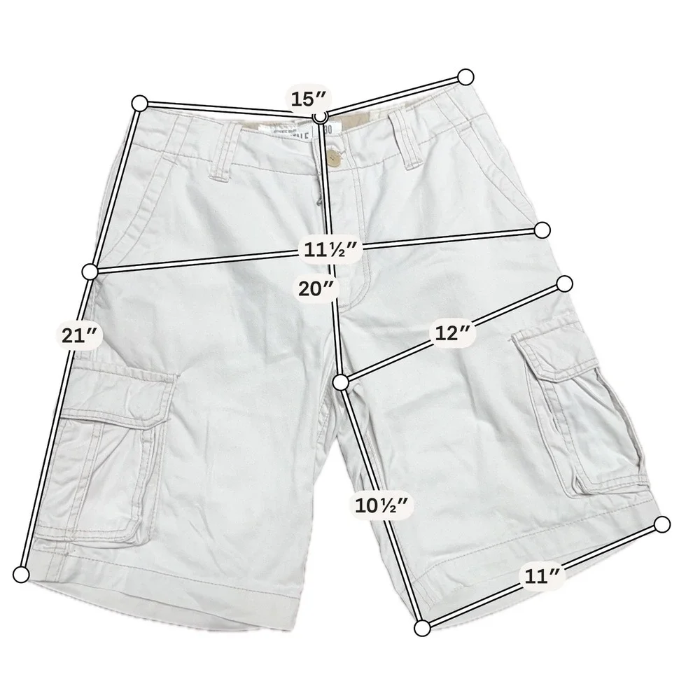 Aeropostale Mens Cargo Shorts Khaki‎ Tan Cotton Size 30
